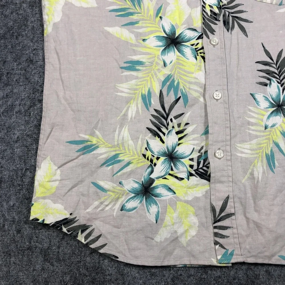 Banana Republic Shirt Mens M Multicolor Floral Linen Button Up Hawaiian Casual